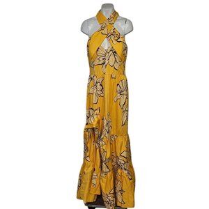 Anthropologie Hutch Floral Halter Maxi Dress Size 8 Slit Front NWT Guest Dress